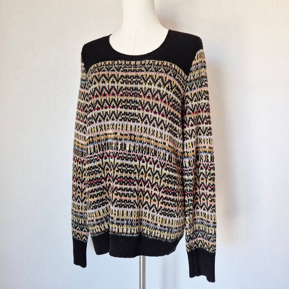 Theory Hadar Chunky Silk Sweater Crew Neck Multcolor Linen Silk Cotton